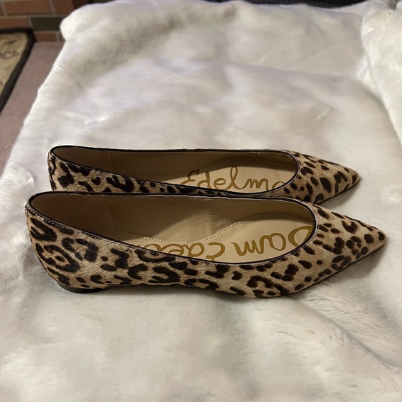 SOLD Sz 6 Sam Edelman NEW Sally Pointed Toe Cheetah Calf Hair Leather Flats - Picture 2 of 15